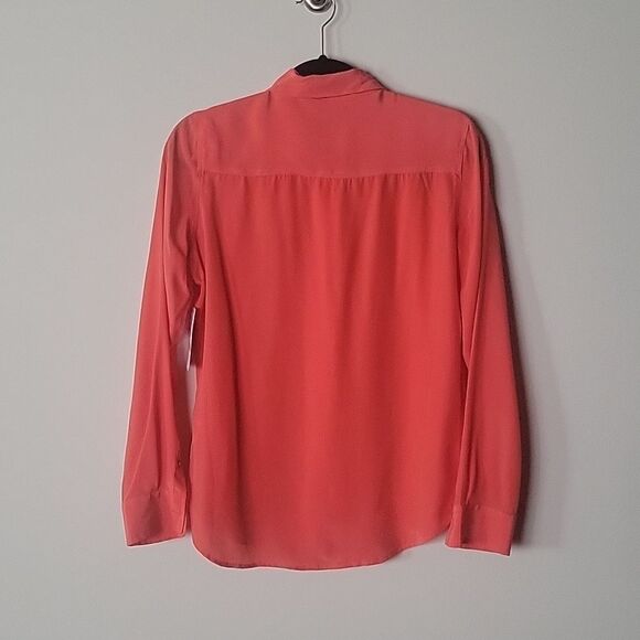 NWT Equipment S Coral Silk Button Up Modest Long Sleeve Office Shirt Top Blouse - Picture 8 of 13